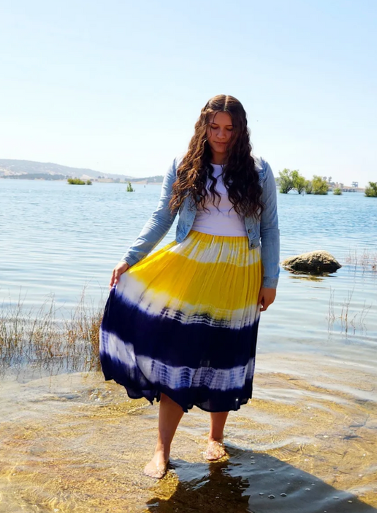 Blue tie dye skirt