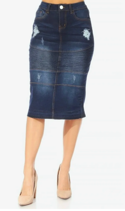 Indigo wash moto skirt- curvy